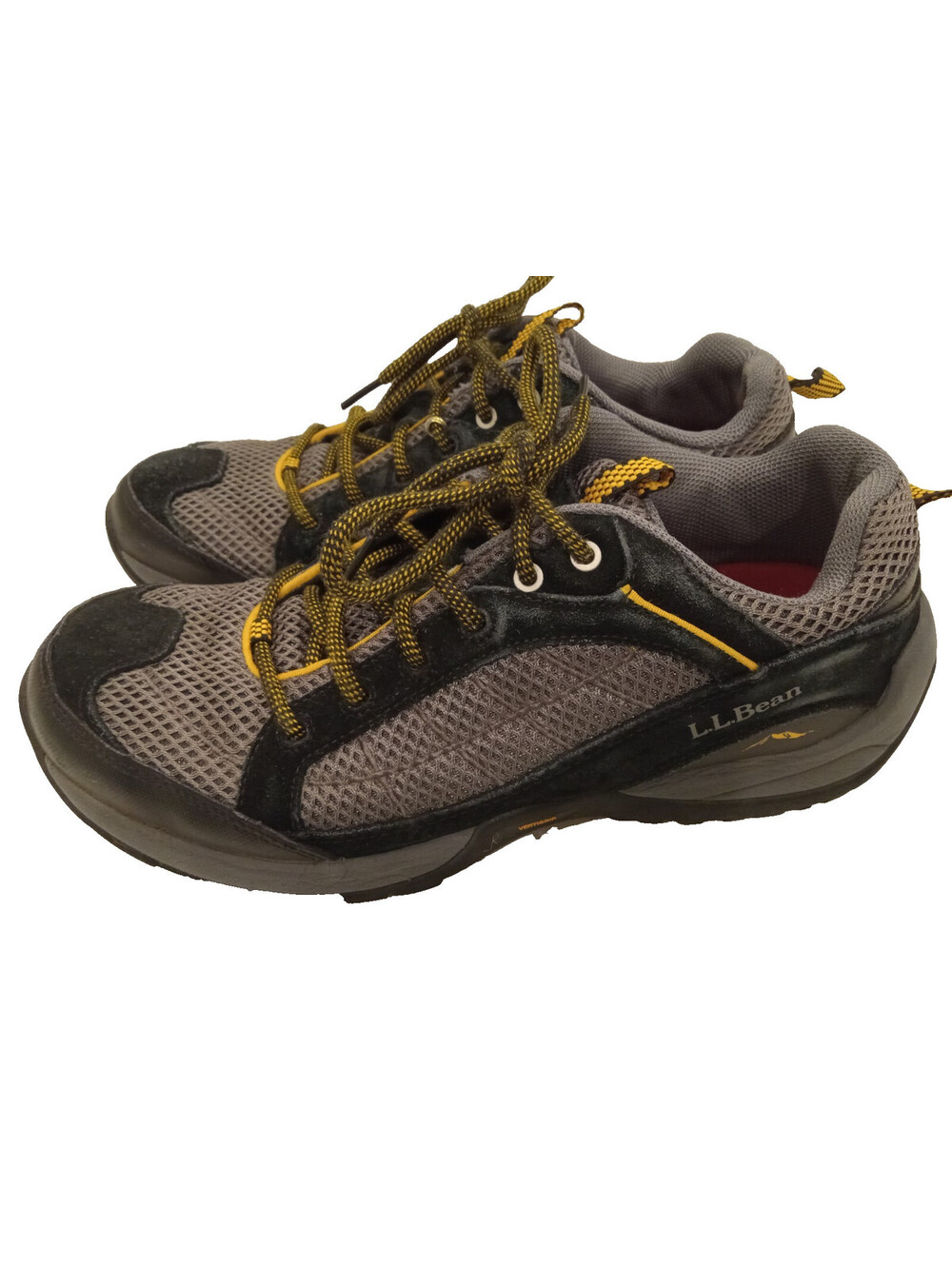 LL Bean Vertigrip Hiking Shoes Mens 11.5 M Gray Mesh Yellow Lace Trail Trail
